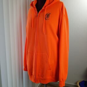 Port & Co Essential Fleece full zip safety orange hoodie Mens size XLT CMT OR